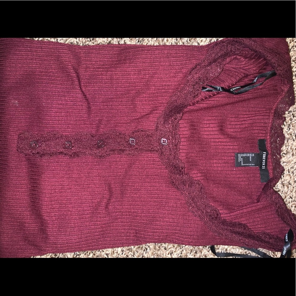Brand is Forever21, size small and color is maroon